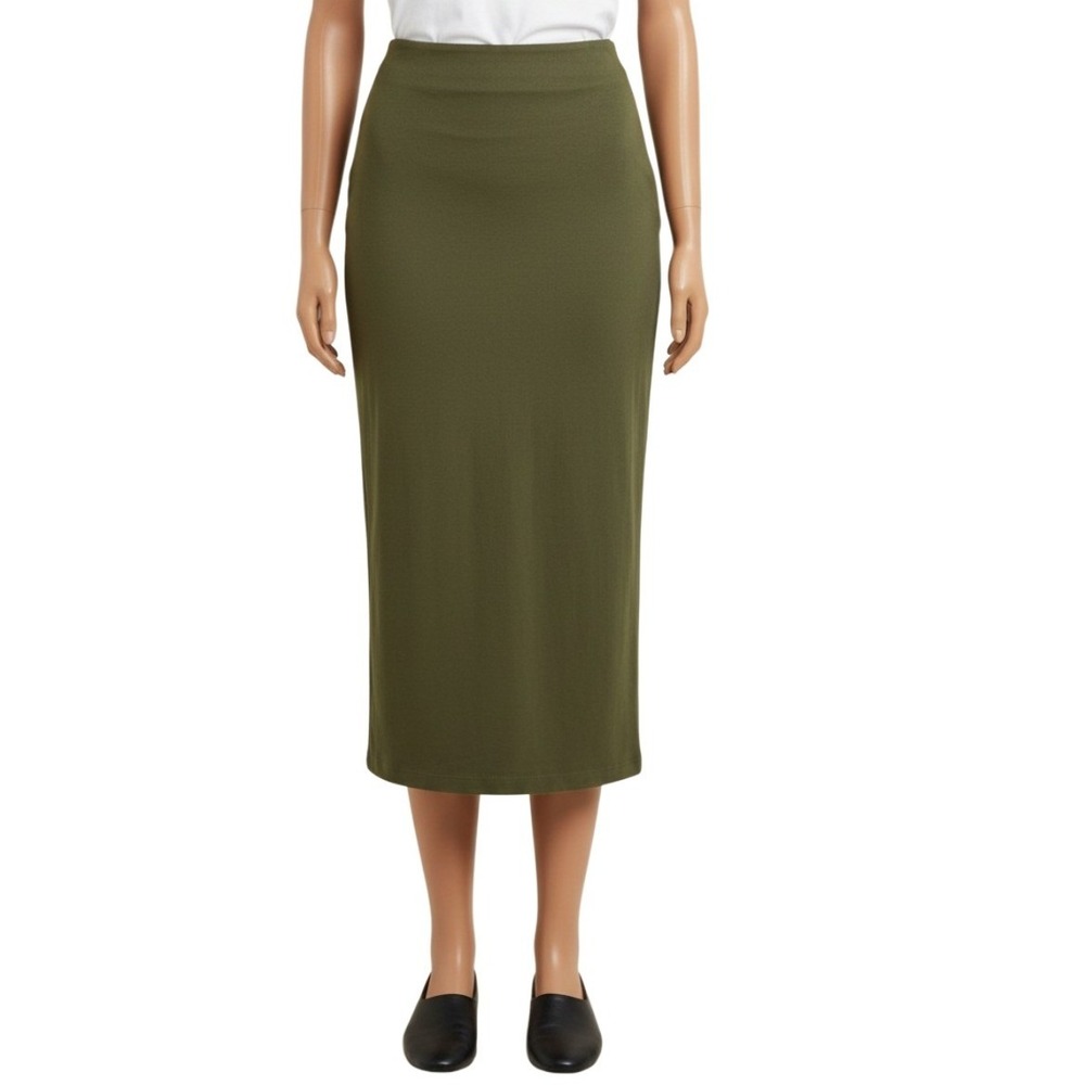 BTFBM‎ Women's Pencil Skirt Olive Green Size M Cotton Stretch Midi NWT